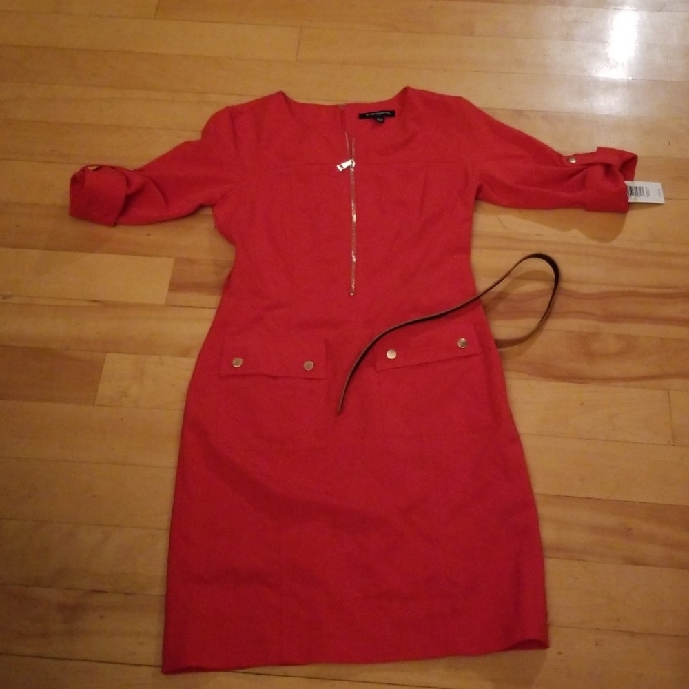 Sharagano stretch red dress